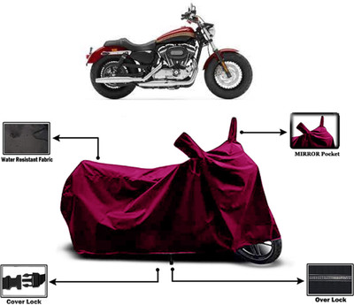 Amexride Two Wheeler Cover for Harley Davidson(1200 Custom, Maroon)