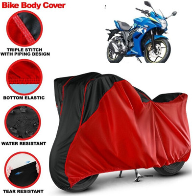 Grizzly Two Wheeler Cover for Suzuki(Gixxer SF, Black, Red)