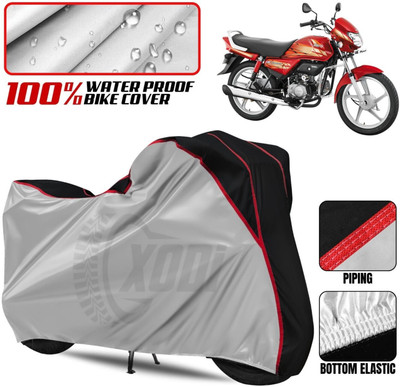 xodi Waterproof Two Wheeler Cover for Hero(HF Deluxe BS6, Silver, Black)