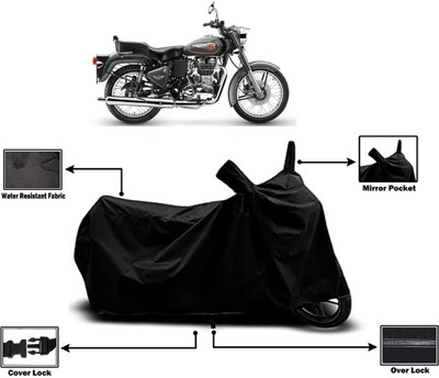 Amexride Two Wheeler Cover for Royal Enfield(Bullet 500, Black)