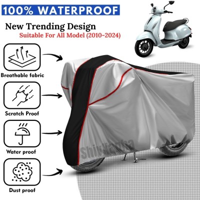 Shiv Kanha Waterproof Two Wheeler Cover for Bajaj(Chetak, Silver, Black)