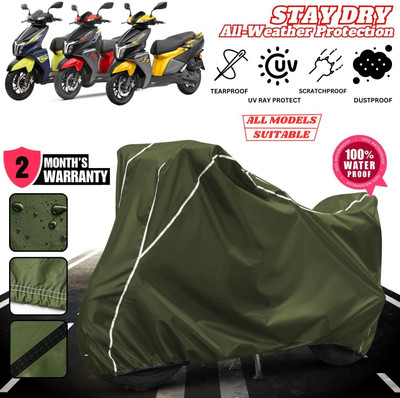 AutoGalaxy Waterproof Two Wheeler Cover for TVS(NTORQ, Green, White)