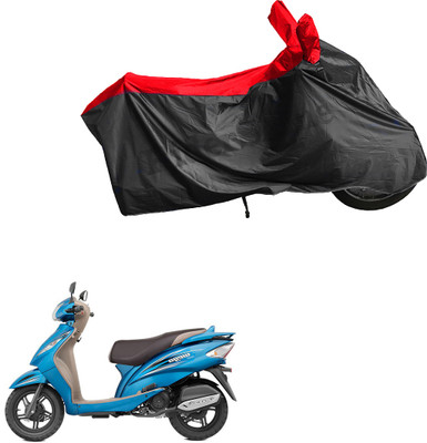 RiderShine Waterproof Two Wheeler Cover for TVS(Wego, Black, Red)