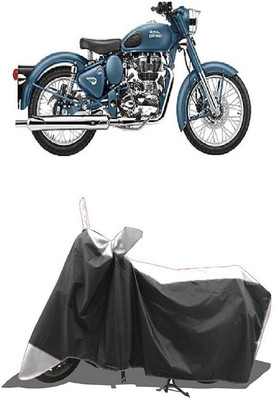 SUGASHRI Waterproof Two Wheeler Cover for Royal Enfield(Classic Squadron BS6, White, Black)