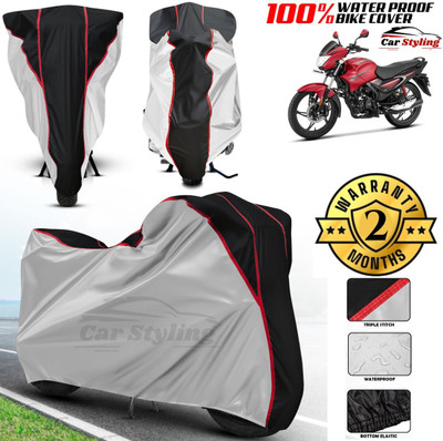 Car Styling Waterproof Two Wheeler Cover for Hero(Glamour Blaze, Silver, Black)