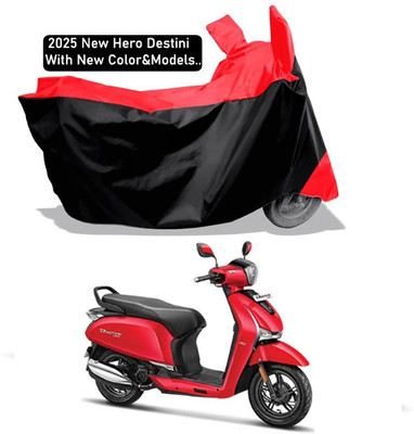 Amexride Two Wheeler Cover for Hero(Destini 125, Red, Black)