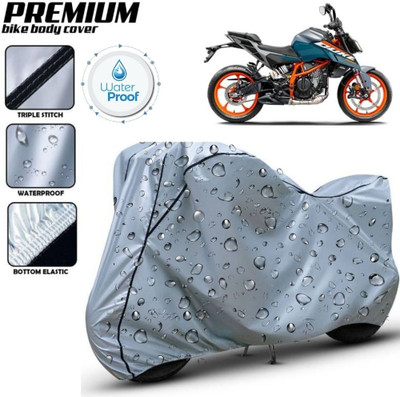 kerwa Waterproof Two Wheeler Cover for KTM(390 Duke, Silver, Black)