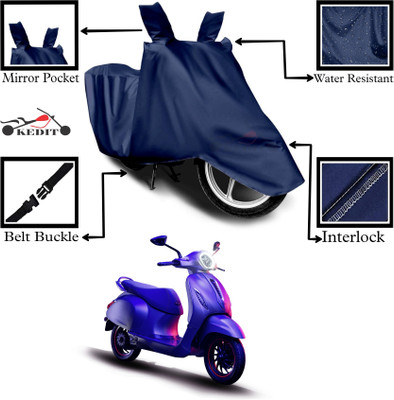 KEDIT Two Wheeler Cover for Bajaj(Urbanite Chetak BS6, Blue)