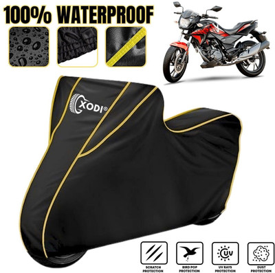 xodi Waterproof Two Wheeler Cover for Honda(CBZ, Black, Yellow)