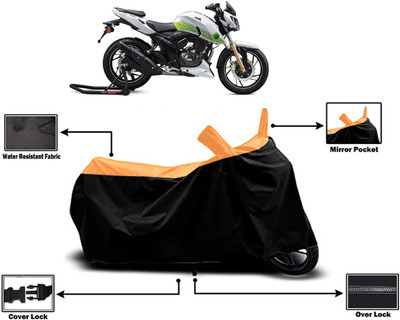 Amexride Two Wheeler Cover for TVS(Apache RTR 200 Fi E100, Orange)