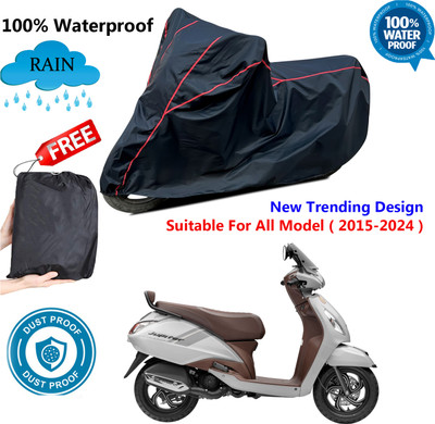 AUTOCAD Waterproof Two Wheeler Cover for TVS(Jupiter classic, Black, Red)