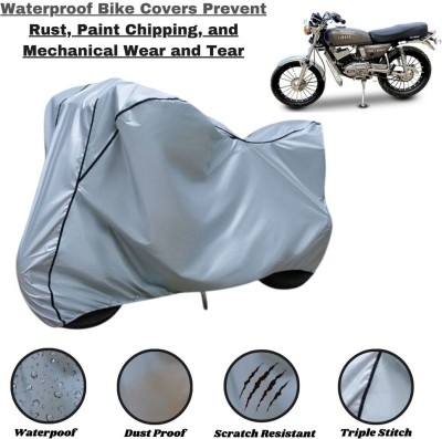 Autohaux Waterproof Two Wheeler Cover for Yamaha(RX 100, Silver, Black)