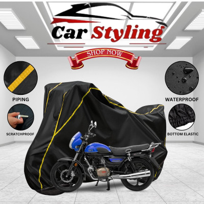 Car Styling Waterproof Two Wheeler Cover for Hero(HF Dawn BS6, Black, Yellow)