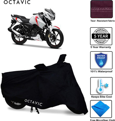 Mdstar Waterproof Two Wheeler Cover for TVS(Apache RTR 160, Black)