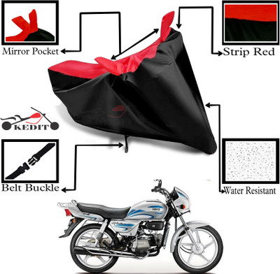 KEDIT Two Wheeler Cover for Hero(Splendor Plus, Red, Black)