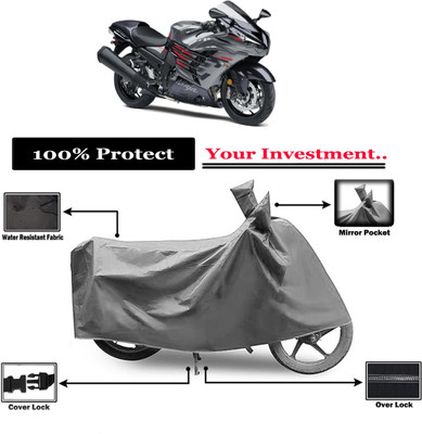 Amexride Two Wheeler Cover for Kawasaki(Ninja ZX-14R, Grey)