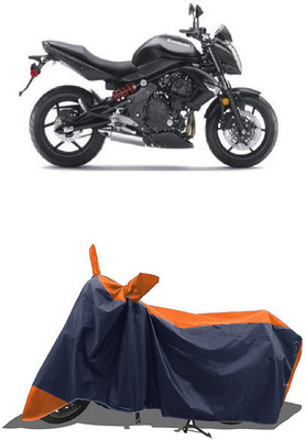 SUGASHRI Waterproof Two Wheeler Cover for Kawasaki(ER 6N, Orange, Blue)