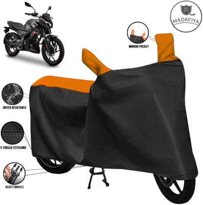 ZAQE Waterproof Two Wheeler Cover for Bajaj(Pulsar 150, Black, Orange)