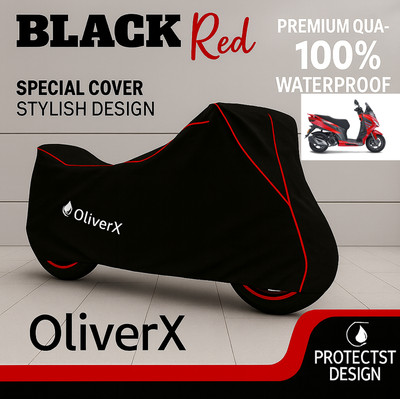 OliverX Waterproof Two Wheeler Cover for Aprilia(SXR 160 BS6, Black, Red)