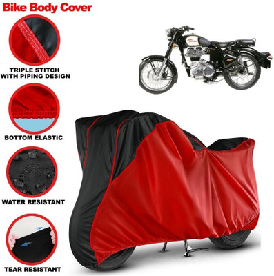 Grizzly Two Wheeler Cover for Royal Enfield(350, Black, Red)