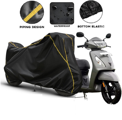 Kishori Enterprises Waterproof Two Wheeler Cover for TVS(Jupiter, Black, Yellow)