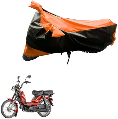 Mdstar Waterproof Two Wheeler Cover for TVS(Heavy Duty Super XL, Black, Orange)
