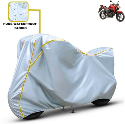 Delphinium Waterproof Two Wheeler Cover for Yamaha(FZ-S FI, Silver)