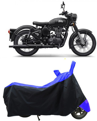 Coxtor Waterproof Two Wheeler Cover for Royal Enfield(Classic Stealth Black, Blue)