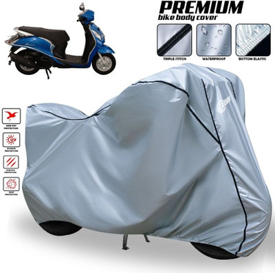 xodi Waterproof Two Wheeler Cover for Yamaha(Fascino BS6, Silver, Black)