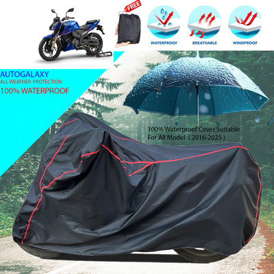 AutoGalaxy Waterproof Two Wheeler Cover for TVS(Apache RTR 200, Black)