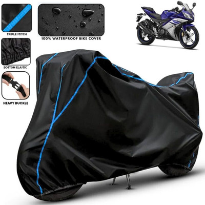 AutoGalaxy Waterproof Two Wheeler Cover for Yamaha(YZF R15 S, Black, Blue)