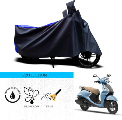 ANTHUB Waterproof Two Wheeler Cover for Yamaha(Fascino 125, Black, Blue)