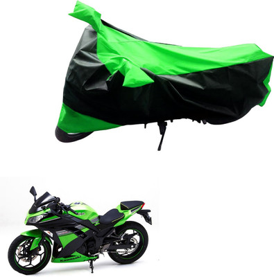 Mdstar Waterproof Two Wheeler Cover for Kawasaki(Ninja 300, Black, Green)