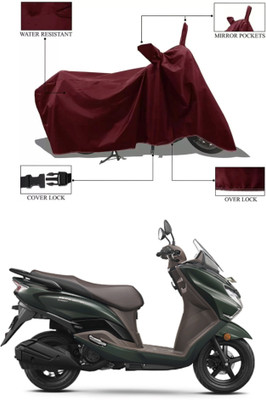 RAQTRO Waterproof Two Wheeler Cover for Suzuki(Burgman Street 125, Maroon)