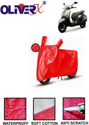 OliverX Waterproof Two Wheeler Cover for Bajaj(Urbanite Chetak, Red)