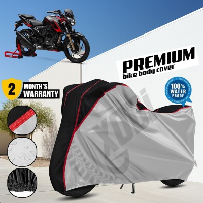 xodi Waterproof Two Wheeler Cover for TVS(Apache RTR 200 4V, Silver, Black)