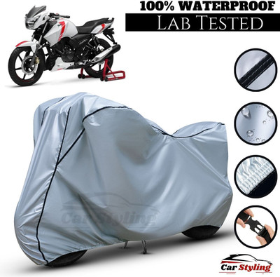 Car Styling Waterproof Two Wheeler Cover for TVS(Apache RTR 160, Silver, Black)