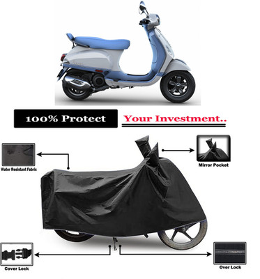 Amexride Two Wheeler Cover for Vespa(Vespa VXL 125, Black)