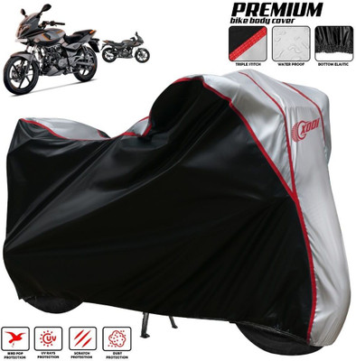 xodi Waterproof Two Wheeler Cover for Bajaj(Pulsar 180F, Silver, Black)
