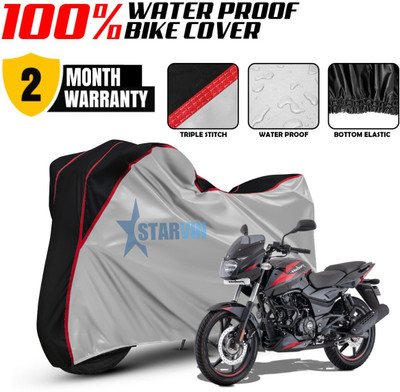 Starvin Waterproof Two Wheeler Cover for Bajaj(Pulsar, Silver, Black)