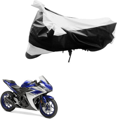 Mdstar Waterproof Two Wheeler Cover for Yamaha(YZF R25, Black, Silver)
