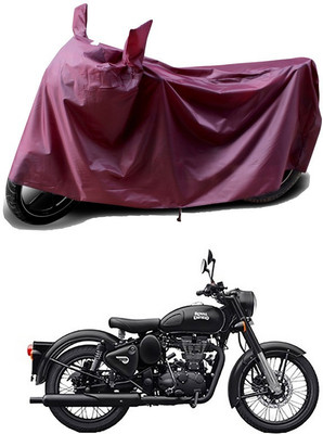 THE REAL ARV Waterproof Two Wheeler Cover for Royal Enfield(Classic Stealth Black, Maroon)