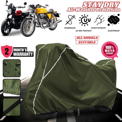 OliverX Waterproof Two Wheeler Cover for Royal Enfield(Hunter 350, Green, White)