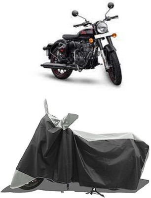 GROFATIK Two Wheeler Cover for Royal Enfield(Classic Stealth Black BS6, Grey)
