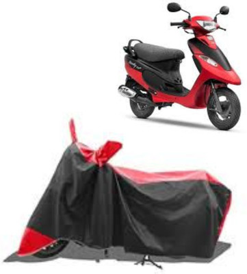 Mdstar Waterproof Two Wheeler Cover for TVS(Pep Plus, Black, Red)