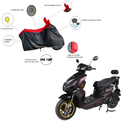 RiderShine Waterproof Two Wheeler Cover for Okinawa(i-Praise, Black, Red)