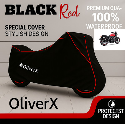 OliverX Waterproof Two Wheeler Cover for Royal Enfield(Thunderbird 350, Black, Red)