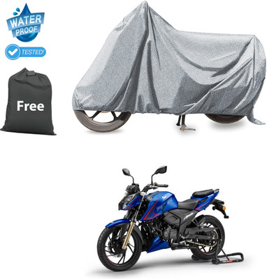 CODOKI Waterproof Two Wheeler Cover for TVS(Apache RTR 200, Silver)