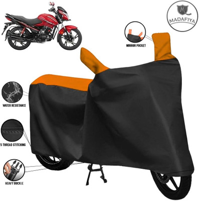 MADAFIYA Waterproof Two Wheeler Cover for Hero(Glamour i3s, Black, Orange)