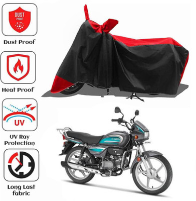 AIKOZIYA Waterproof Two Wheeler Cover for Hero(Splendor Plus, Black, Red)